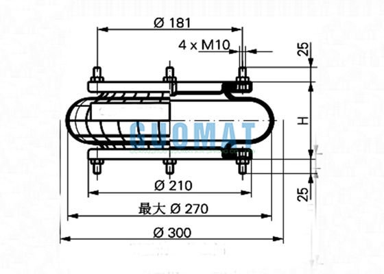 4.1KG 콘티테크 산업용 공기 스프링 FS 210-10 DS 파이어스톤 W01-R58-4057 벨로우 스타일 에어백 스터드 볼트 장착