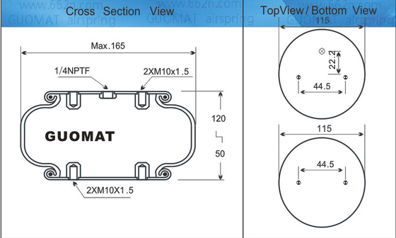 GUOMAT NO 1B6080 고무 벨로 MAX 지름 165mm 공기 분류 1B5080 참조