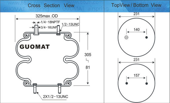 W01-358-7405 파이어스톤 교체 공기 스프링 2B12-313 Goodyear 포 래킹 머신