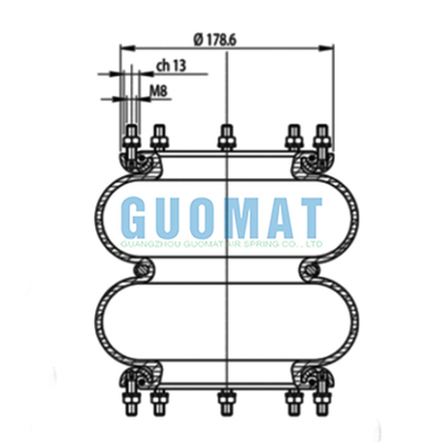 GUOMAT 2H235152 플랜지 에어 스프링 교체 T291/2 듀얼 커블 산업 에어백 VOLVO 365461