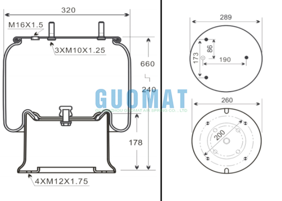 W01M586334/W01-M58-6334 트럭 공기 서스펜션 1R14-719 굿이어 트레일러 공기 스프링