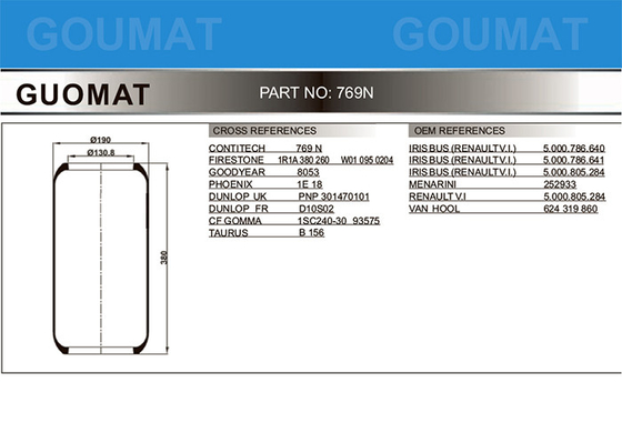 MENARINI 252933를 위한 769N GOODYEAR 8053 토러스 B156 버스 공기 스프링
