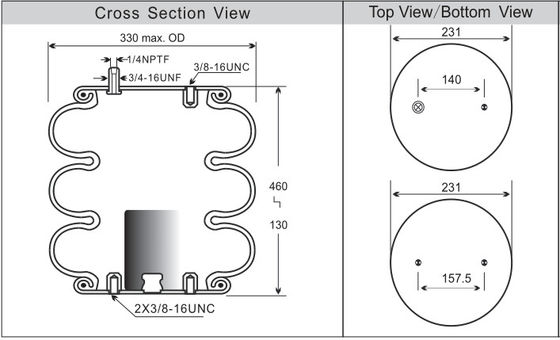 공기 리프트 벨로우즈 뒤엉킨 공기 스프링 콘티테크 FT330-29 546 내화 석재 W013587994