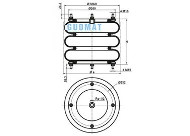 3B4062 산업 공기 스프링, Firestone W01-R58-4062 12" x 3 강철 고무 풀무