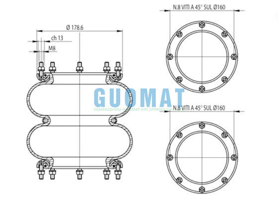 291.2.201 T291/2 에어 서스펜션 벌룬 365461 컨볼루티드 에어 스프링 81720882 LANCIA