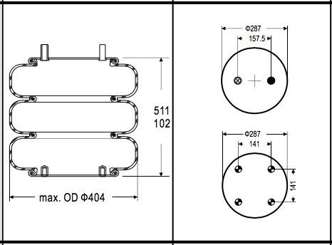 HENDRICKSON 보조 004828를 위한 FT530-35726 Contitech 중단 공기 스프링 Firestone W013587872