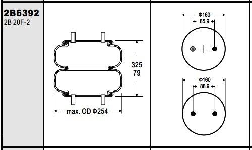 W013586392 산업 공기 스프링 두 배 복잡한 20-2 Arvin Meritor 2258-G-1489